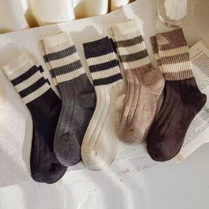 5pairs Striped Pattern Crew Socks